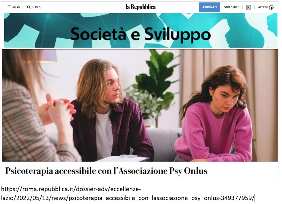 Psicoterapia accessibile con l’Associazione Psy Onlus – Repubblica
