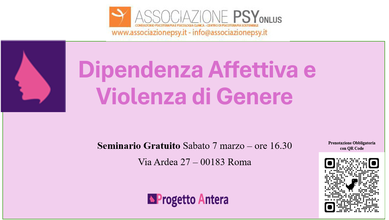 #8MARZOSEMPRE – Seminario “Dipendenza Affettiva nelle relazioni e violenza di Genere”